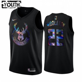 Camiseta Niños NBA Milwaukee Bucks Khris Middleton 22 Iridescent HWC Collection Swingman